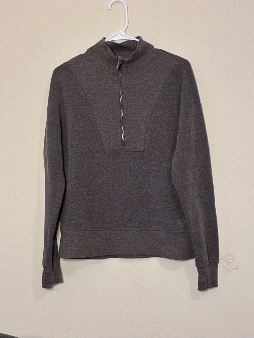 Freely Medium Women's 1/2 Zip Solid Brown Ribbed Knit Sweater Top